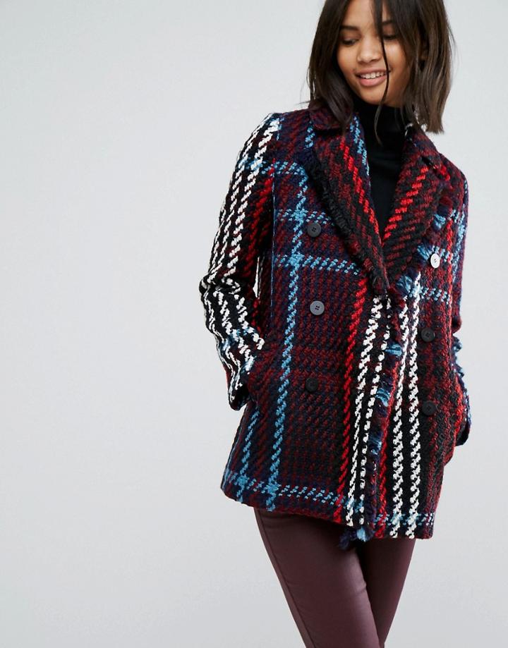 Esprit Check Pea Coat - Multi