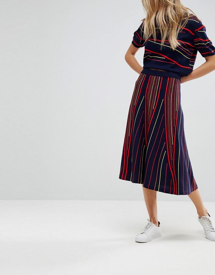 Asos Co-ord Knitted Skirt In Stripe - Navy