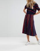 Asos Co-ord Knitted Skirt In Stripe - Navy