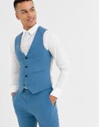 Asos Design Wedding Super Skinny Suit Suit Vest In Dusky Blue-blues