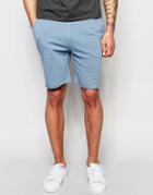Asos Mid Length Jersey Shorts In Dark Blue - Washed Skylight
