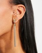Asos Design Earrings With Tassel Drop Design In Gold
