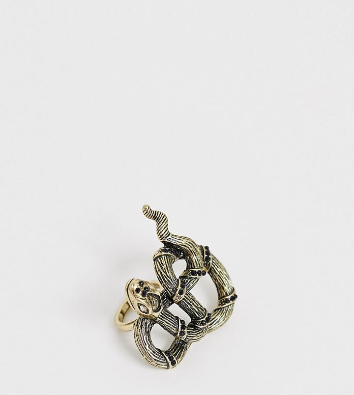 Sacred Hawk Silver Snake Ring - Silver