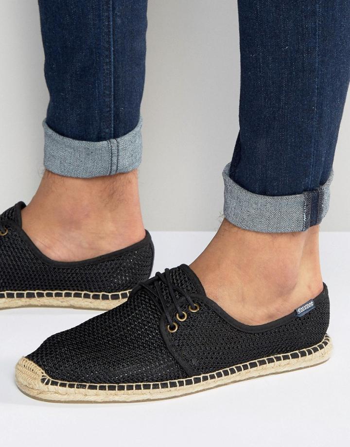 Soludos Lace Up Mesh Espadrilles - Black