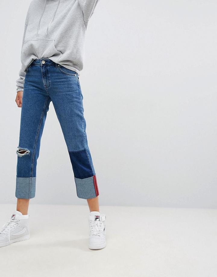 Asos Deep Turn Up Jeans With Bound Selvage - Blue