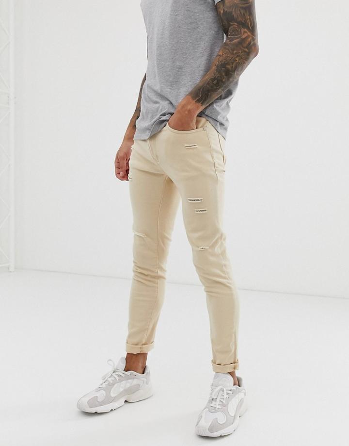 Liquor N Poker Super Skinny Jean In Ecru-cream