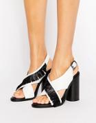 Sol Sana Casey Heel Cross Strap Leather Heeled Sandals - White
