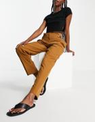 Selected Femme Recycled Tailored Pants With High Waist And Button Detail In Brown
