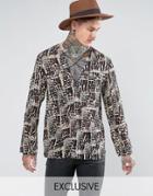 Reclaimed Vintage Inspired Shirt With Lacing In Reg Fit - Brown