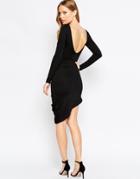 Asos Low Back Crepe Drape Wrap Mini Dress - Black