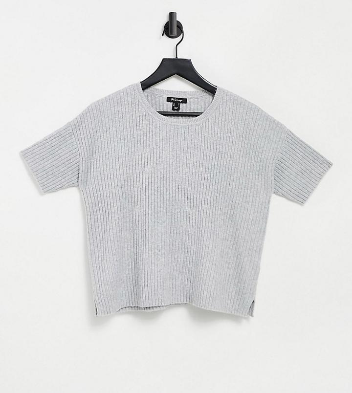 M Lounge Knitted T-shirt In Soft Rib-grey