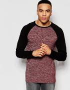 Asos Twisted Yarn Muscle Long Sleeve T-shirt With Contrast Raglan