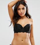Wolf & Whistle Textured Lace Cupped Bikini Top B-g Cup - Black