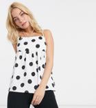 Asos Design Petite Cami In Polka Dot-white