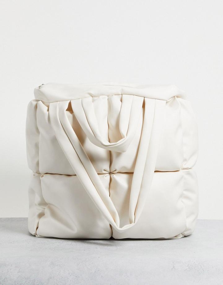 Asos Design Oversized Tote Bag With Padding In Ecru-neutral