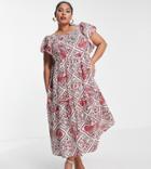 Violet Romance Plus Frill Detail Midaxi Dress In Paisley Print-multi