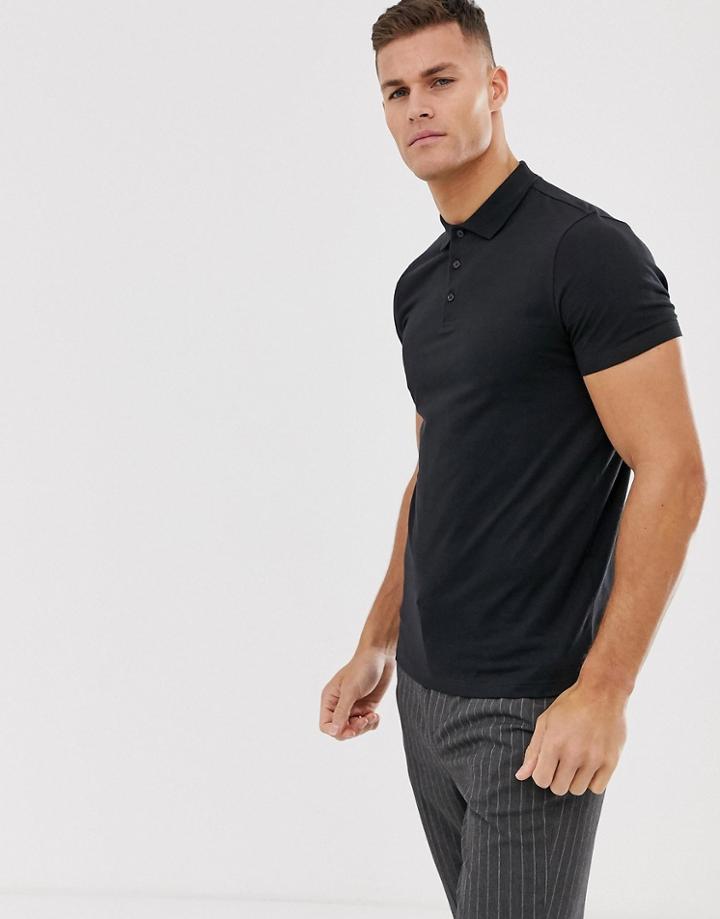 Asos Design Short Sleeve Jersey Polo - Black