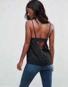 Asos Plunge Cami With Strap Back - Black