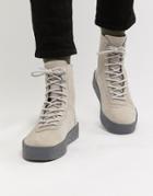 Asos Design High Top Hiker Sneakers In Gray-white