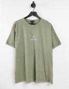 New Look Oversized T-shirt With Floral Print In Khaki-green