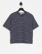 People Tree Long Sleeve T-shirt In Breton Stripe Cotton-navy