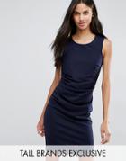 Y.a.s Tall Lane Ruched Detail Sleeveless Pencil Dress - Navy