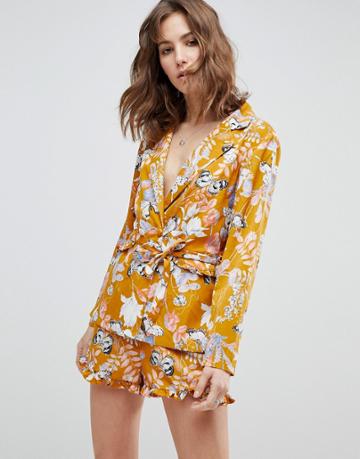 Rd & Koko Wrap Belted Top - Yellow