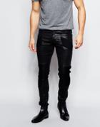 Asos Extreme Super Skinny Jeans With Biker Styling - Black