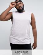 Asos Plus Sleeveless T-shirt With Dropped Armhole In Purple - Purple
