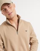 Threadbare 1/4 Zip Mix And Match Sweatshirt In Dark Stone-neutral