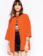 Helene Berman Kimono Coat In Orange - Orange