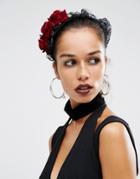 Suzywan Halloween Lace & Flower Headband - Black