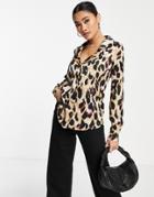 Never Fully Dressed Shirt In Leopard Print - Part Of A Set-brown