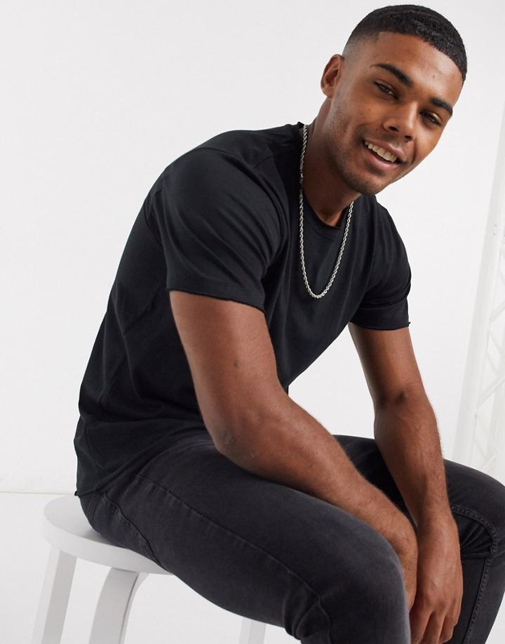 Brave Soul Raw Edge T-shirt In Black