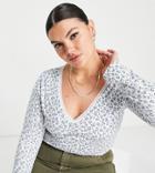 Asos Design Curve Fitted Top In Ditsy Print With Lace Trim-multi