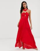 Asos Design Maxi Dress With Circle Trim Detail-red