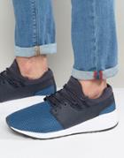 Pull & Bear Faux Leather Runner Sneakers In Blue - Blue