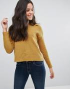 Brave Soul Erin Loose Fit Sweater In Chenille - Yellow