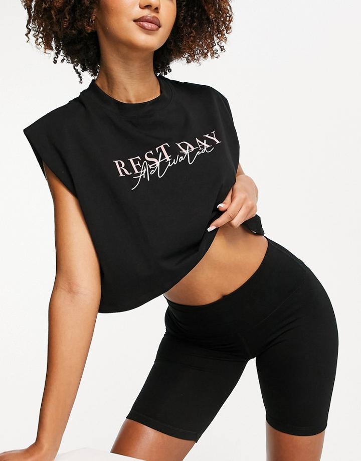 Hoxton Haus Logo Sports Crop Top In Black