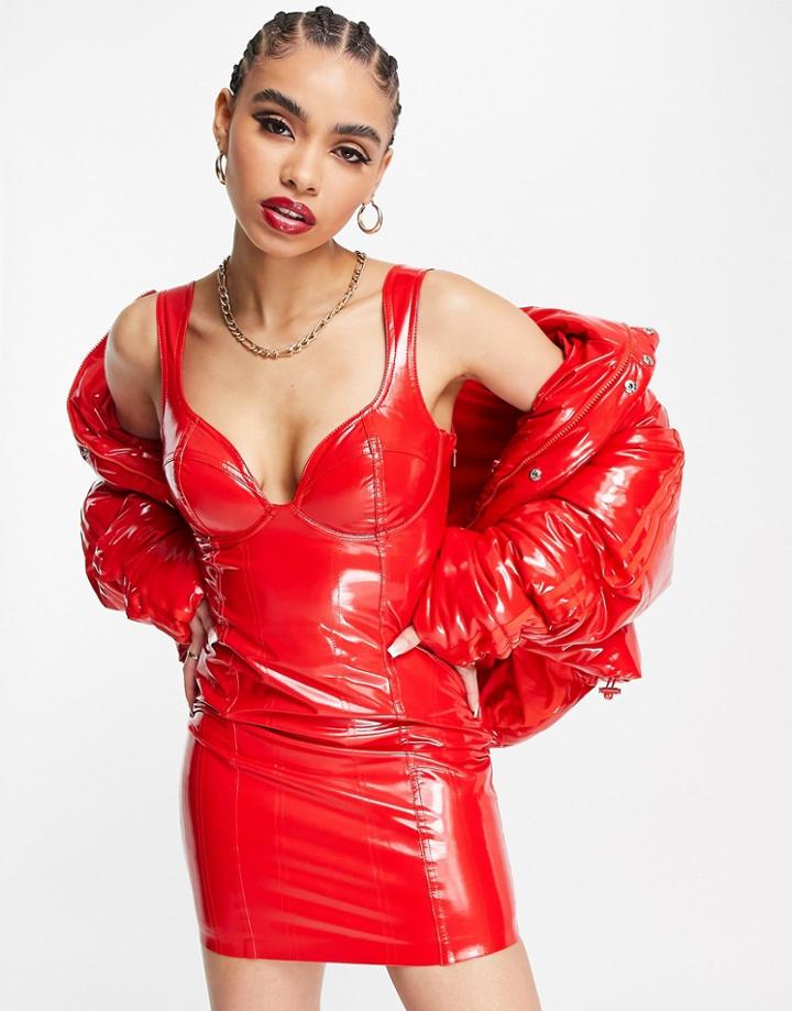 Adidas Originals X Ivy Park Latex Dress In Red