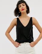 & Other Stories V-neck Tank Top In Black - Black