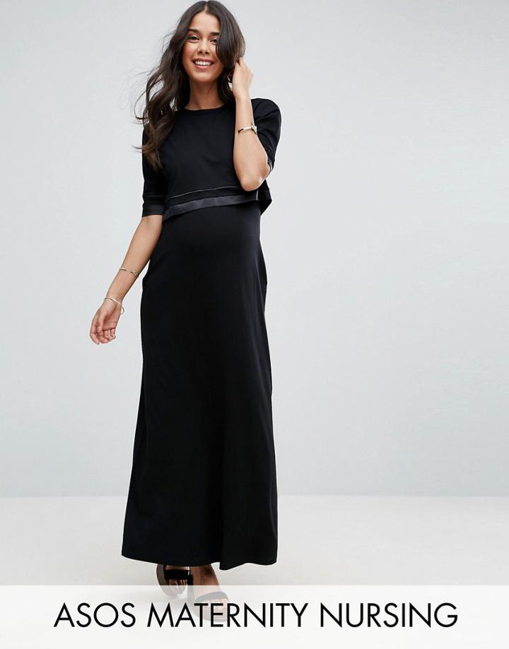 Asos Maternity Nursing Double Layer Maxi Dress - Black