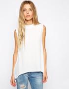 Asos High Neck Tunic Top - Cream