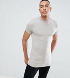 Asos Design Tall Muscle Fit T-shirt With Turtleneck - Beige