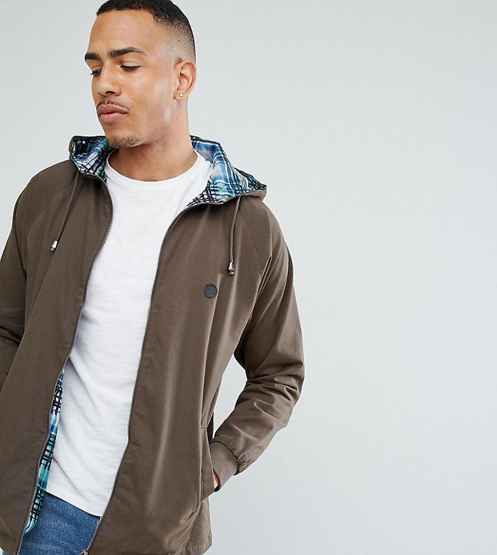 Le Breve Tall Hood Anarac With Check Lining - Navy