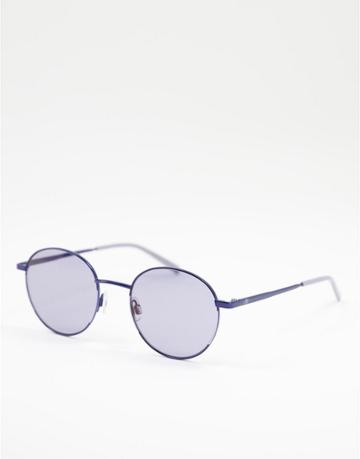 M Missoni Thin Round Lens Sunglasses In Blue-blues