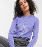 Noisy May Tall Exclusive Cropped T-shirt With Hand Motif In Washed Purple