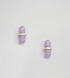 Shashi Sterling Silver 18k Gold Plated Celeste Amethyst Crystal Stud Earrings - Gold
