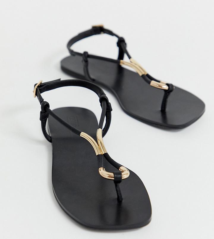 Asos Design Wide Fit Falsify Flat Sandals - Black