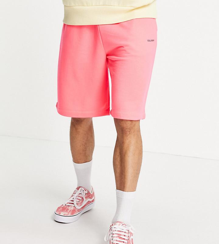 Collusion Oversized Coordinating Shorts In Neon Pink